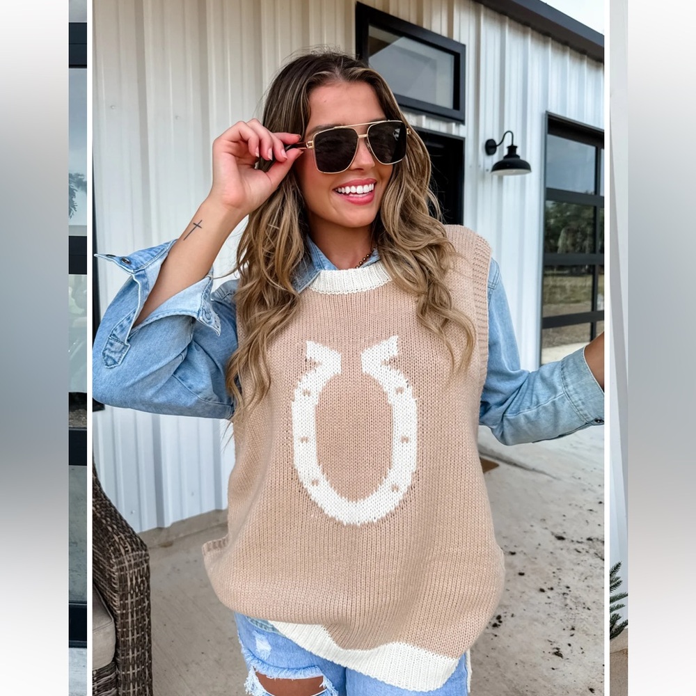 Women's Tan Sweater Vest